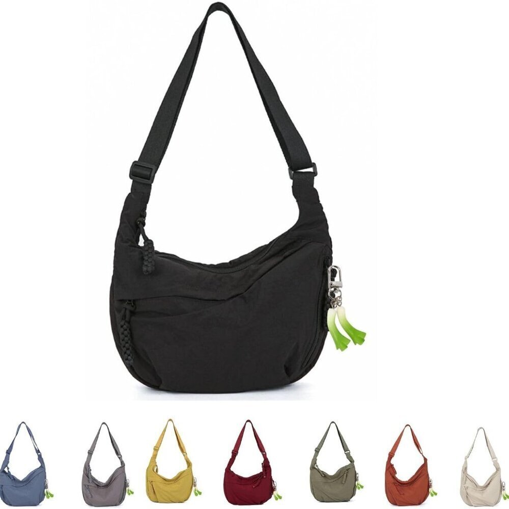 Nylon Crescent Crossbody Bag for Women Small Travel Organizer